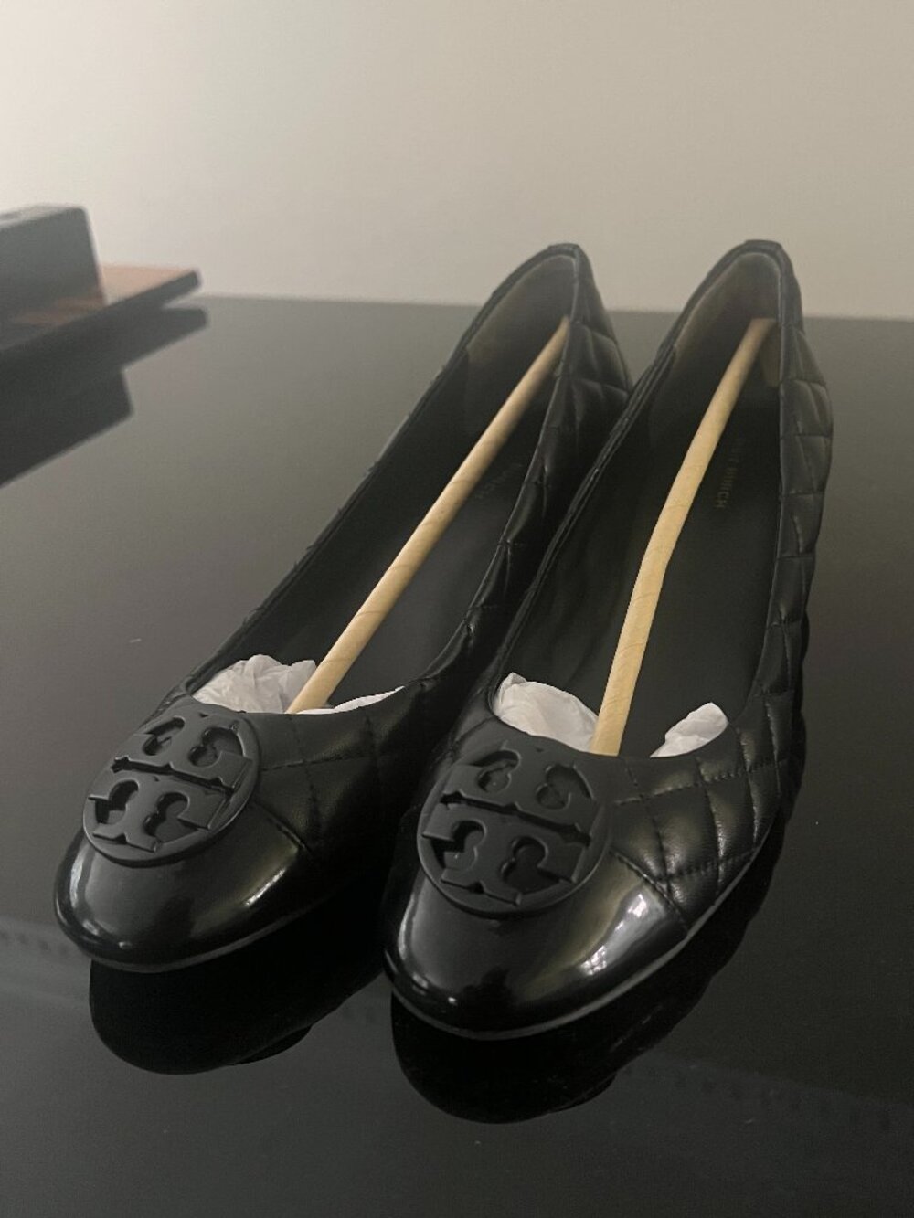 Tory Burch chelsea 50MM quilted pump. Black leather size 8 LIKE NEW